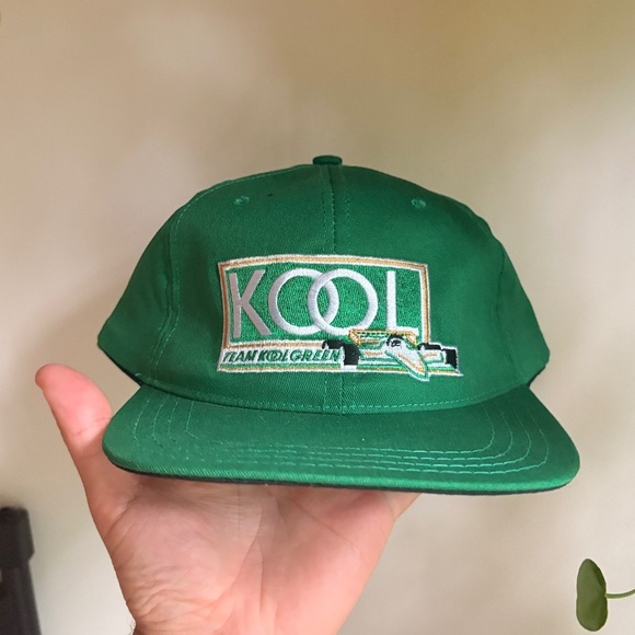 vintage KOOL F1 Racing team trucker hat made in CANADA TEAM KOOL GREEN - Picture 1 of 7